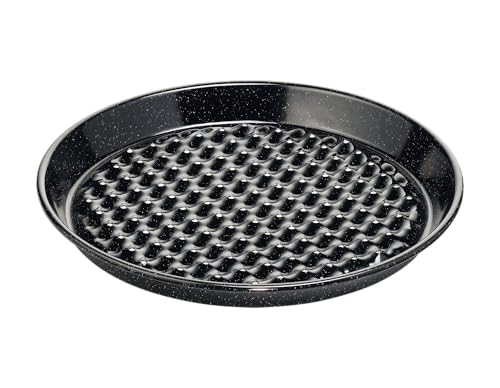 Riess, 0400-022, Grilltasse rund, Boden gelocht, CLASSIC - SPEZIALARTIKEL, Durchmesser 32 cm, Höhe 3,7 cm, Emaille, schwarz