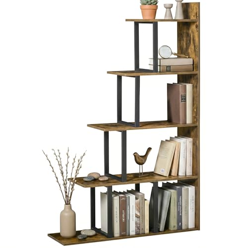 HOMCOM Étagère bibliothèque séparateur de pièce Style Industriel en escalier 5 étagères 102...
