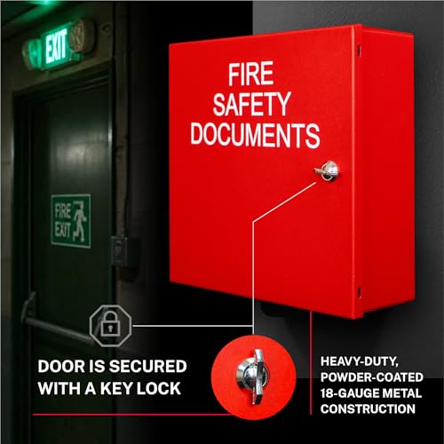 Boîte à documents carrée en métal rouge Safety Technology International