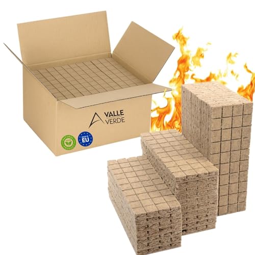 Valle Verde Kaminanzünder Holzanzünder Grillanzünder - 1200 Würfel - Schnellanzünder Ofenanzünder Kohlenanzünder Feueranzünde Holzwolle - Anzündhilfe für Kamin Grill Ofen