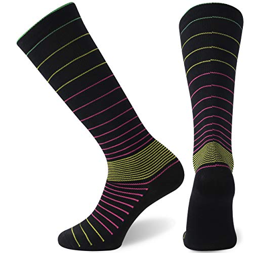 SuMade Damen Kompressionsstrümpfe, hohe Leistung, kniehoch, 20-30 mmHg, abgestufte sportliche Stillsocken für Radfahren, Krankenschwestern, Reisen, Geschenk für Krampfader, 1 Paar (Gelb, S/M) Cover