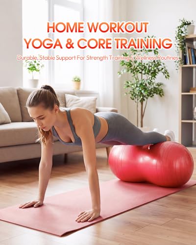 Image of Premium Peanut Ball - 100x50cm Anti-Burst Exercise Ball for Physical Therapy, Pregnancy Labor & Home Fitness Sensory| Non-Slip Design | Quick-Inflate Pump Included