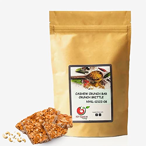 NY SPICE Anacardo quebradizo 1 libra (libra) Bocadillos de anacardo con nuez de miel y receta original ligeramente endulzada Barra energética