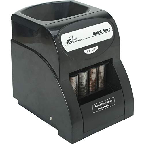 Royal Sovereign Electric Coin Sorter, Patented Anti-Jam Technology, 1 Row of Coin Counting (QS-1AC),Black, FOR Hold,Wrapping