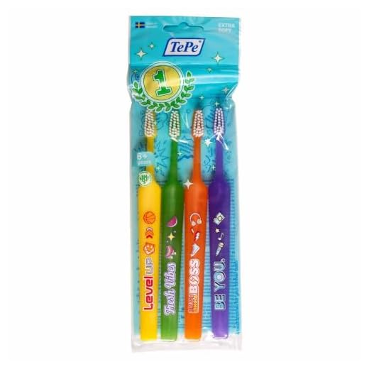TePe Select Compact Toothbrush, Kids Extra Soft, Mixed Pack, 4pcs, Kids Toothbrush, Soft Bristle Toothbrush for Gentle and efficient Cleaning