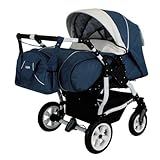 Softtragetaschen Adbor Duo Spezial Zwillingskinderwagen, Zwillingswagen, Zwillingsbuggy Farbe D-8 blau/weiss