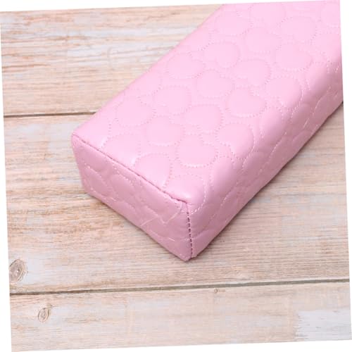 BIUDECO レザー製ネイルアート手枕 手首クッション ハート柄四角形ピンク ネイルサロン用快適リストレスト