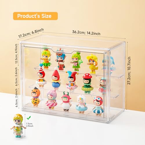 Image of Acrylic Display Cases for Collectibles, 3 Tier Clear Shelf Boxes for Figures, Miniature Dustproof and Stackable Action Figure Display Case (1, Large)