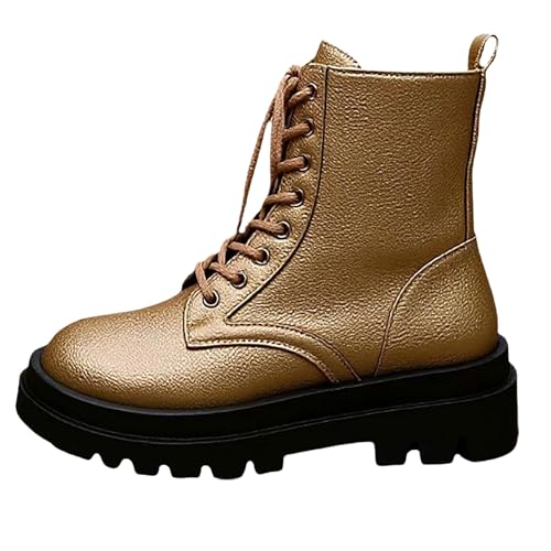 Bottines de combat pour femme lacets chaussures dorées semelle compensée 38.5