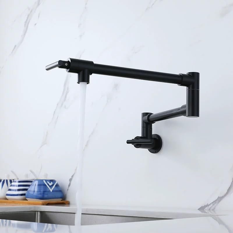 Robinet mural double pliable noir mat extensible HMJGDZG gain de place évier