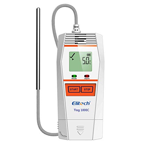 Elitech Tlog 100EC Ultra Low Temperature Data Logger, Temperature Data Recorder with External Sensor, 32000 Points, PDF Report, USB 2.0