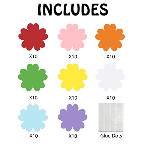 80 pcs Petal Shape Cutouts, UNIIDECO Bulletin Board Decorations Cardboard Cut Outs, Classroom Decor Kid Teachers DIY Crafts Projects Supplies, Cardstock Party Decoration for Wall