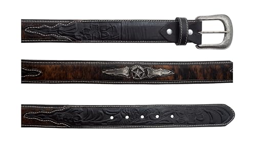 Men's Natural Hairy Leather Western Belt Cowboy Belt for Texas Men Country Style Fajas Vaqueras para Hombre2