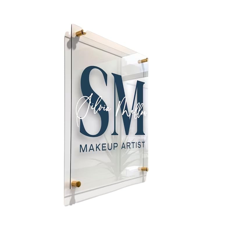 Custom Reception Sign, Office Wall Logo Acrylic Sign for Business Logo UV Printed Name Plate Signage for Salon Nails Studio Wall Aesthetic Decor Office Signage