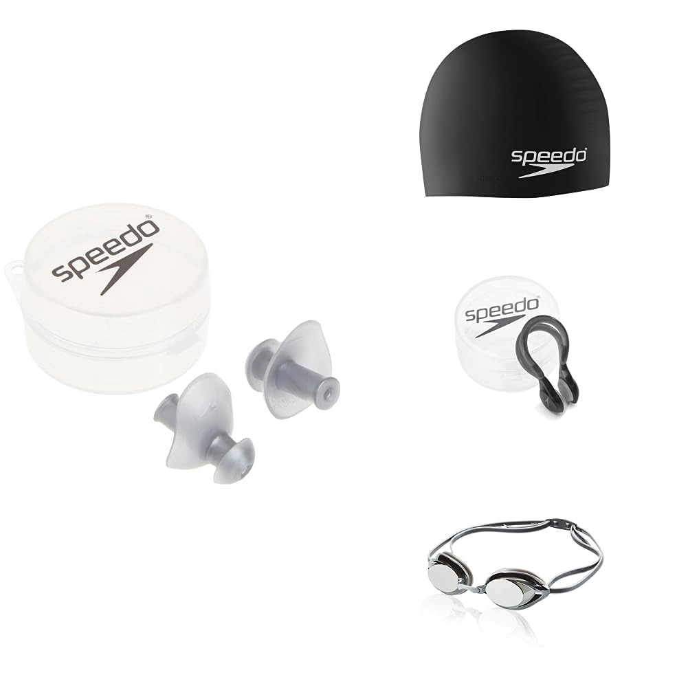 Ear Plugs + Swim Cap + Nose Plug + Vanquisher Goggles