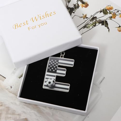 Bag Charms Initial A-Z Letter Keychain Bag Charm Soccer Keychain for Handbags Sports Bag
