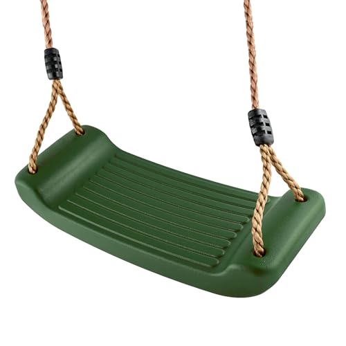 Schaukelsitz/Schaukelbrett/Brettschaukel aus witterungsbeständigem Kunststoff, Seile verstellbar bis 200 cm, Farbe: (dunkelgrün)