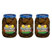 Best Maid 32 Ounce Glass Jar Pickles - Delicious and Crisp with Every Bite 3 Pack, Whole Dill