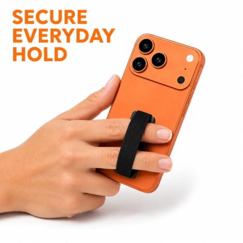 Image of Mizi 3Pack Universal Phone Grip Strap for Smartphones & Mini Tablets, Thin Elastic Finger Holder with Strong 3M Adhesive, Pocket-Friendly Phone Hand Grip for Secure One-Handed Use - Black