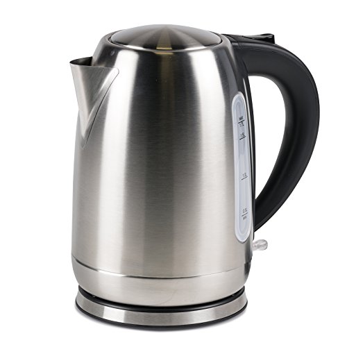 Kompakter, kabelloser Camping Wasserkocher 1,7 Liter Edelstahl nur 1000W • Tee Kessel Wasserkessel Küche Outdoor 1,7L Silber