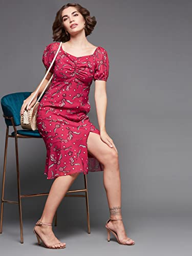 Image of Miss Chase Women's Multicolored-Base-Brown Relaxed Fit Maxi Lurex Chiffon Dress