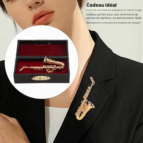 FOLOSAFENAR Broche miniature en forme de saxophone de musique en métal élégant pour anniversaire – vue 4