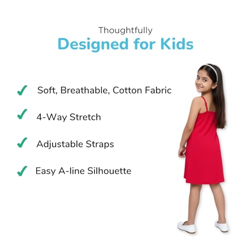 Image of YouGotPlanB Girls 100% Cotton A-Line Printed Dress | Above Knee Length Summer Frock | Soft & Breathable Casual Wear for Girls (Ages 3-14 Years)