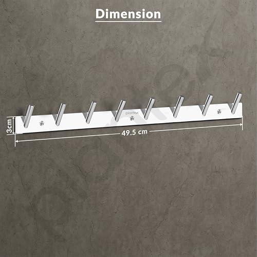 Image of Plantex Wall Hooks for Hanging Cloth /Stainless Steel Towel Hangers /Bathroom Robe Hooks /Door Hangers /Round Wall Hook /Hook Rail for Hanging Keys - 8 Hooks (Pack of 1, Chrome)