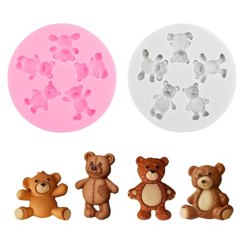 Bekecidi Lot de 2 moules en silicone en forme d'ours 3D – Moules à chocolat et gelée pour décoration de bricolage