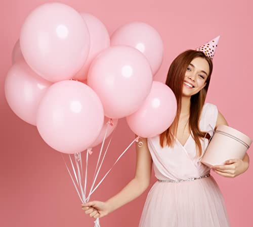 100Pcs Pink Balloons, 12 Inch Pink Latex Party Balloons Helium Quality For Gender Reveal,Engagement,Bridal Shower, Birthday Party, Baby Shower,Wedding Party Decoration (With Pink Ribbon)… #TOP4