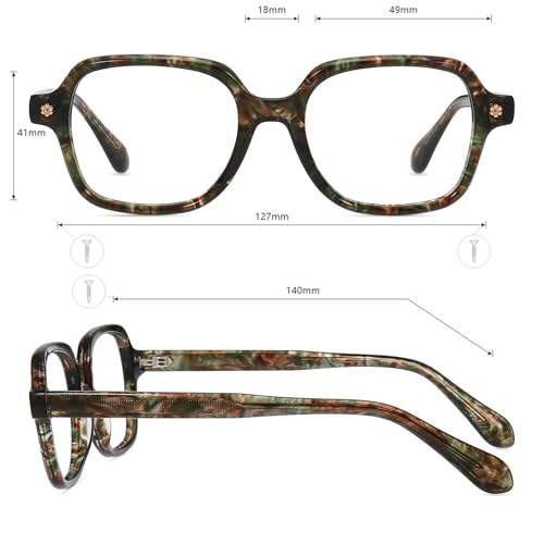 Image of Firmoo Blue Light Blocking Glasses Flower Decor Square Frames Computure Gaming /TV /Phones Glasses for Women