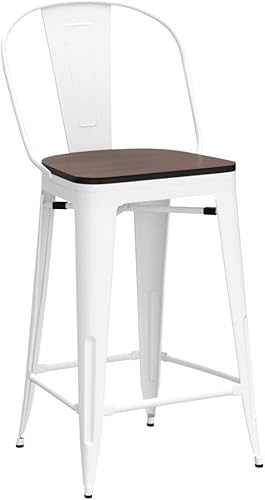 Miniatura 57 de Yongqiang Juego de 4 taburetes de bar de metal de 26 pulgadas, sillas de bar de altura de encimera de isla de cocina de granja, taburetes de bar con