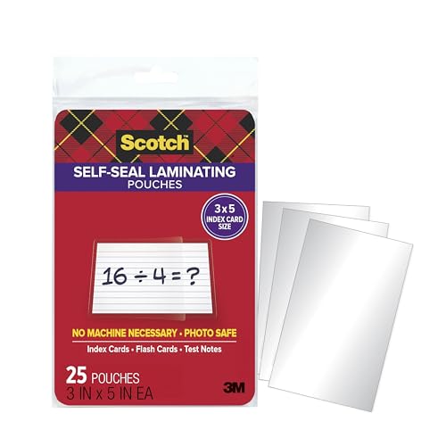 Scotch Self Seal Laminating Pouches 3 x 5 Index Card Size, 25-Pack - image 1
