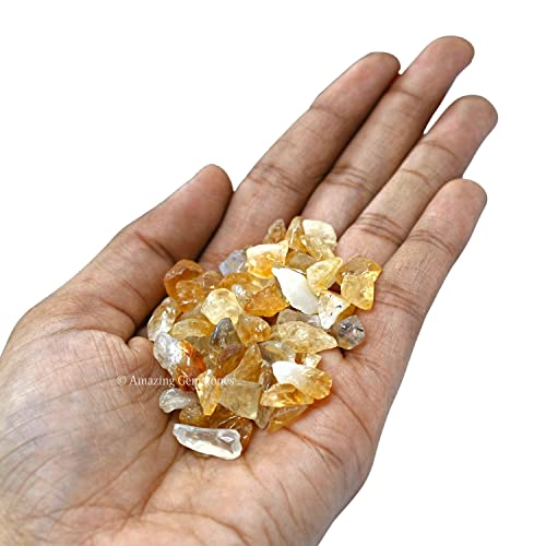 Image of Amazing Gemstone Citrine Crystal Chips Aquarium Gravel Rocks - 1000+ Carat Citrine Chips Bulk Fish Tank Gravel, Small Tumbled Stone Chips and Tiny Crystals for Decoration (Natural AAA Grade Gemstones)