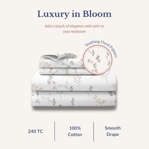 Image of Jaipur Weaves Single Bed Cotton Bedsheet with 1 Pillow Cover, 100% Pure Cotton Single Bedsheet 60x90 Inches, 240 TC Soft Breathable Bed Sheet - (Spring Tulips Yellow, Single)