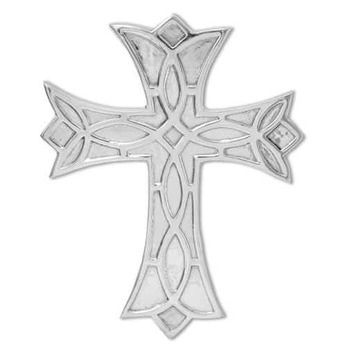 El Mejor Listado de Cruces y crucifijos de pared más recomendados. 44 Dycmetal - Cruz de Pared Decorativa de Metal, Diseño Ornamental, Plateada de 33 cm, decoración de pewter