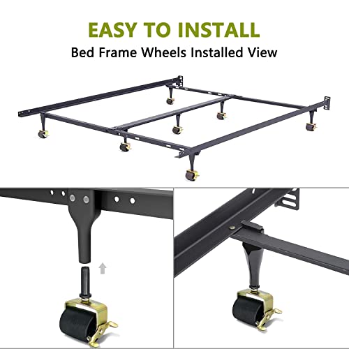 KOHOME Bed Casters,Bed Frame Wheels Rollers,Brakes,Heavy Duty Locking