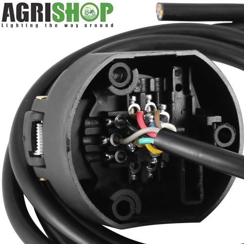 AGRISHOP 13 Polige Anhängersteckdose mit Kabel 2M,Steckdose 13 polig PKW Anhänger Elektrosätze Kable 8 Adriges für Anhängerkupplungen