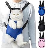 Pet Carrier Backpack, Adjustable Pet Front Carriers for Small Medium Dogs Cats 5-18 Lbs, Legs Out, Dog Cat Carrier Backpack for Hiking,Camping,Traveling,Cycling (Blue, Medium（Fit:5-10lb）)