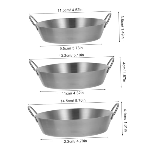 HEALLILY 3-piece Stainless Steel Bowl Set Silver Serving Bowls for Kitchen Versatile Snack Appetizer Salad Dessert Side Dishes Condiments Serving Rice Mix - Thumbnail 2