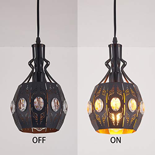 Ylong-Zs Hanging Lamps Swag Lights Plug In Pendant Light,Retro Style,Vintage Loft Design,Black Basket Cage Hanging Ceiling Lamp,Industrial Lighting Fixture And Decoration For Living Room Bedroom #TOP7