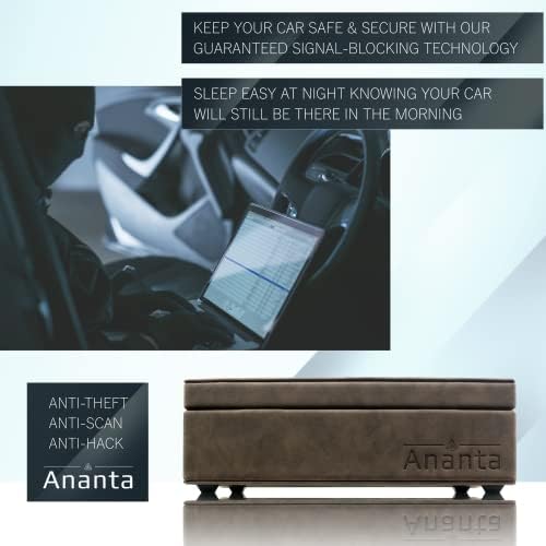 Ananta Faraday Box for Car Keys  Car Key Signal Blocker Box & Pouch Anti-Theft Security, Best for RFID Key Box & Signal Blocking of Keyless Entry  Large, Brown