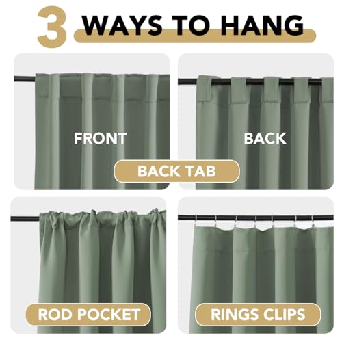 Image of H.VERSAILTEX Blackout Curtains Thermal Insulated Window Treatment Panels Room Darkening Blackout Drapes for Living Room Back Tab /Rod Pocket Bedroom Draperies (2 Panels, Green Bay, 52 x 96 Inch)