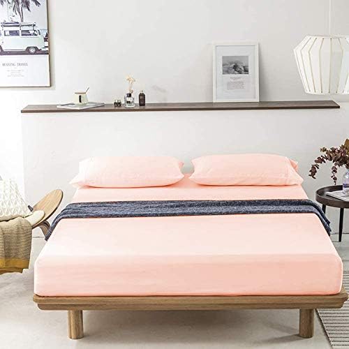 Image of YRM Bedding's - Egyptian Cotton Bedsheet 400-TC Premium Hotel Quality 1 Bedsheet (90x100) + 2 Pillow Covers (18x28) - (Double Bed, Peach (Blush) Color)