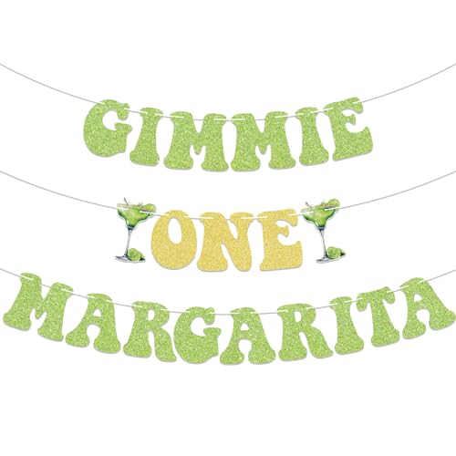 Gimmie one Margarita Banner, Margarita Bachelorette Party Decorations, Margs 21st 25th 30th Birthday Decorations, Mexico Feisra Bachelorette Party Decor Lime Green & Gold Glitter