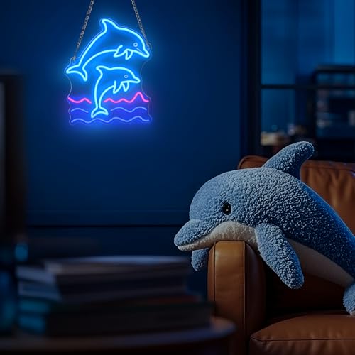 Image of CoolGift Mart Dolphin Neon Sign, Dolphin Lamp Wall Decor, Dimmable Birthday Party Decorations for Home, Patio, Garden, Bars, Restaurants, Hotels, Stores, Clubs, Gift for Friends Family and Kids
