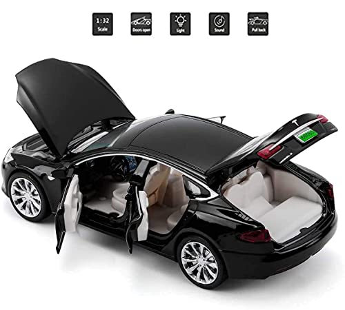 Image of Alloy Car Model Diecasts Metal Toy with Sound /Light /Pull-Back Off-Road Vehicles Car Model Collection Kids Toys Gift Multicolor Pack of 1 (1:32 Tesla T X90)