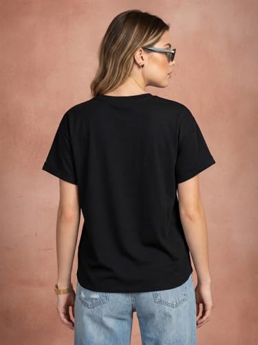 Image of JUNEBERRY Pure 100% Cotton Oversized Loose Fit Drop Shoulder Round Neck Boyfriend Fit Solid Half Sleeves T-Shirt for Women & Girls (Sizes: S to 2XL)
