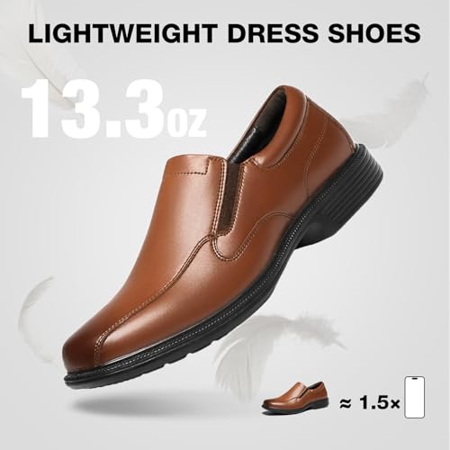 Image of HEEZ Mens Loafers, Split Leather Oxford Dress Shoes for Men, Formal Casual Business Shoes