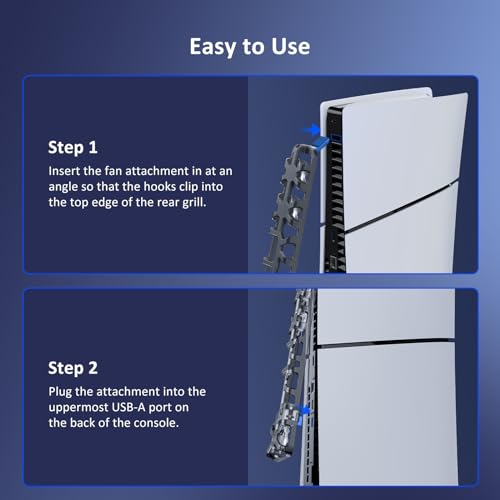 nexigo ps5 slim silent enhanced cooling fan with adjustable speed auto power onoff with usb 30 port efficient cooling system for both ps5 slim disc and digital editions